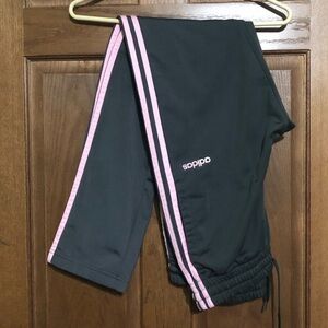 Adidas small gray and pink straight leg sweatpants